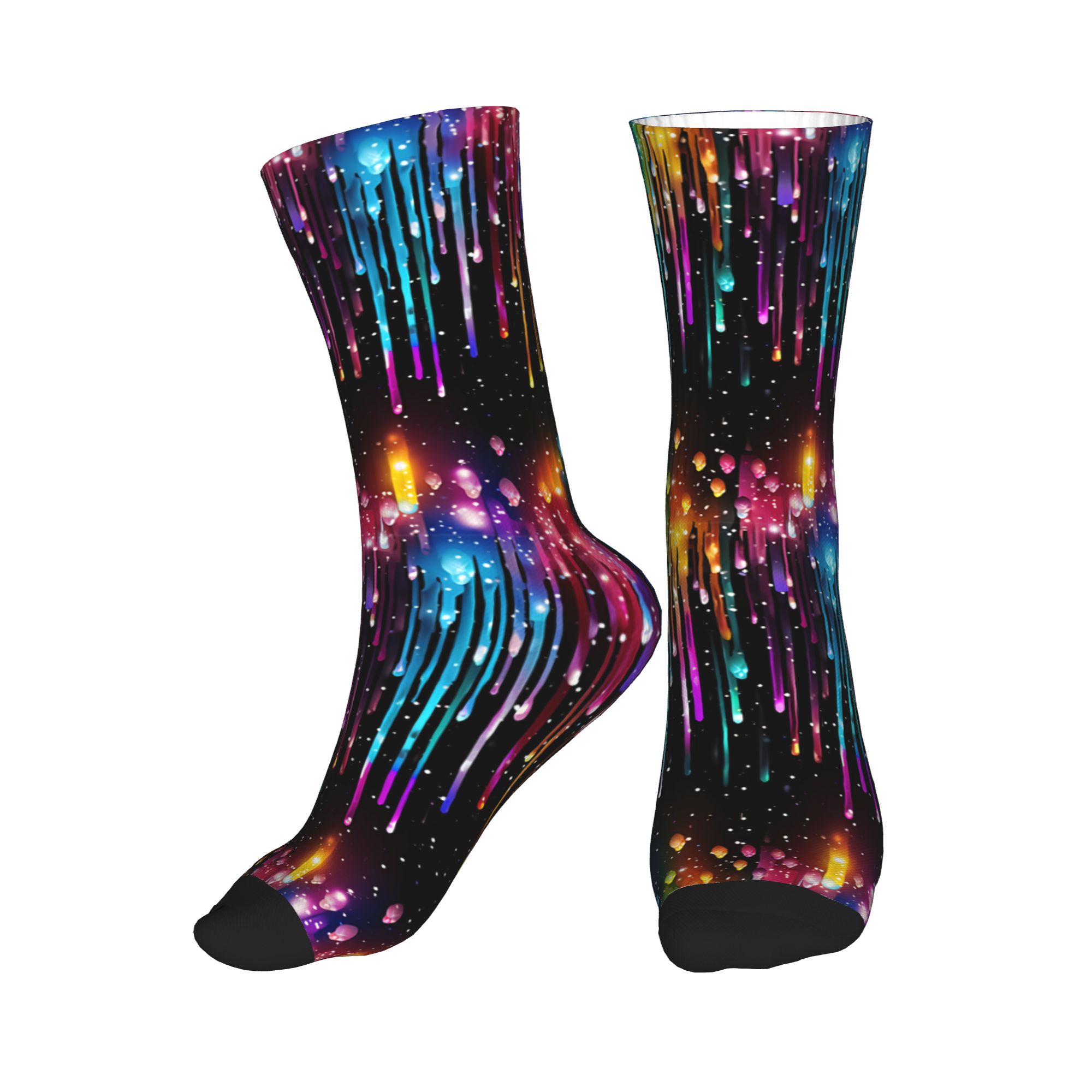 Dress Sock Men - Cute Men's Dripping Rainbow Liquid Pattern