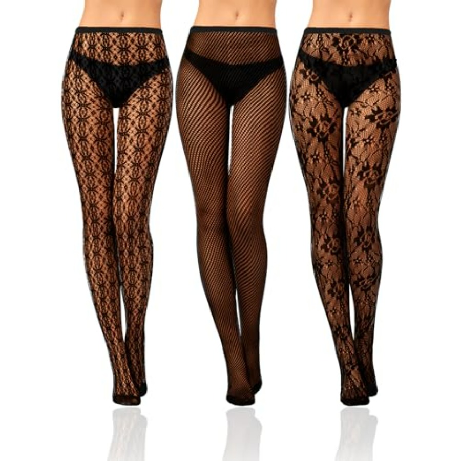Fishnet Stocking Women - Bencailor 3 Pairs Women Rhinestone Fishnet