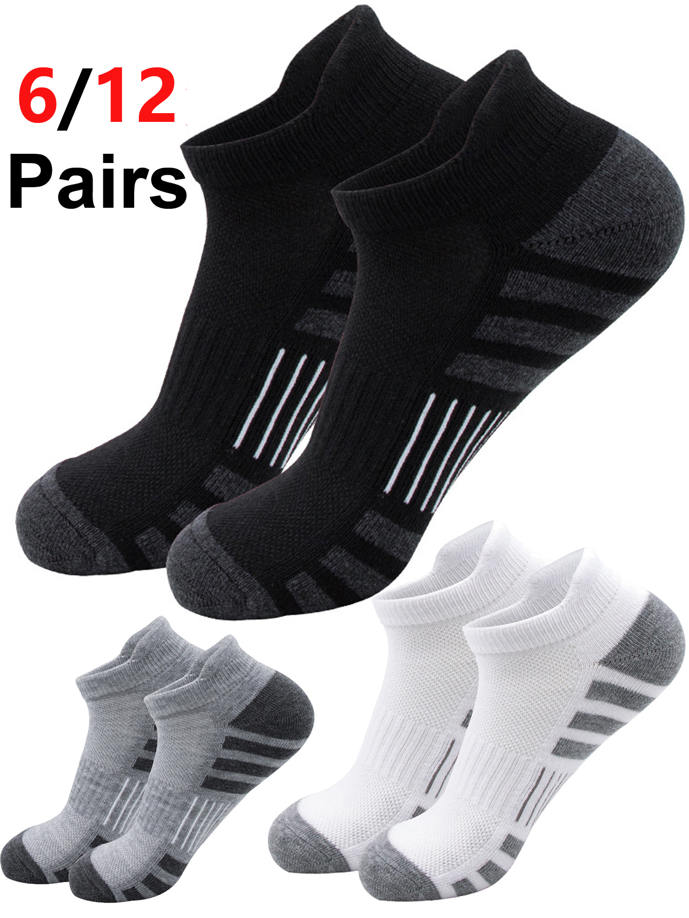 No Show Sock Women - 6/12Pairs Ankle Athletic Running Socks Cushioned