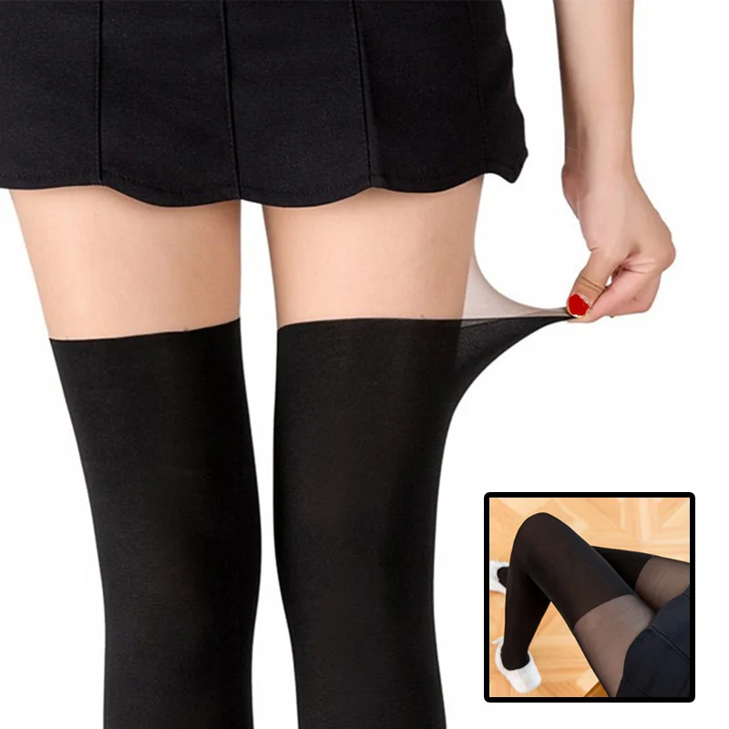Tights Pantyhose Sheer - Fake Over-the-Knee Velvet Tights for Women