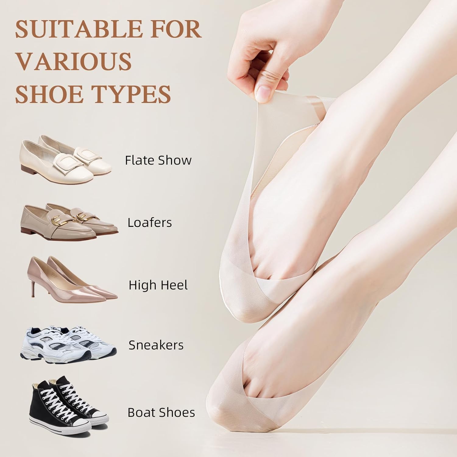 Caudblor 6 Pack Thin No Show S - огляд і ціна Invisibility Sock Loafer