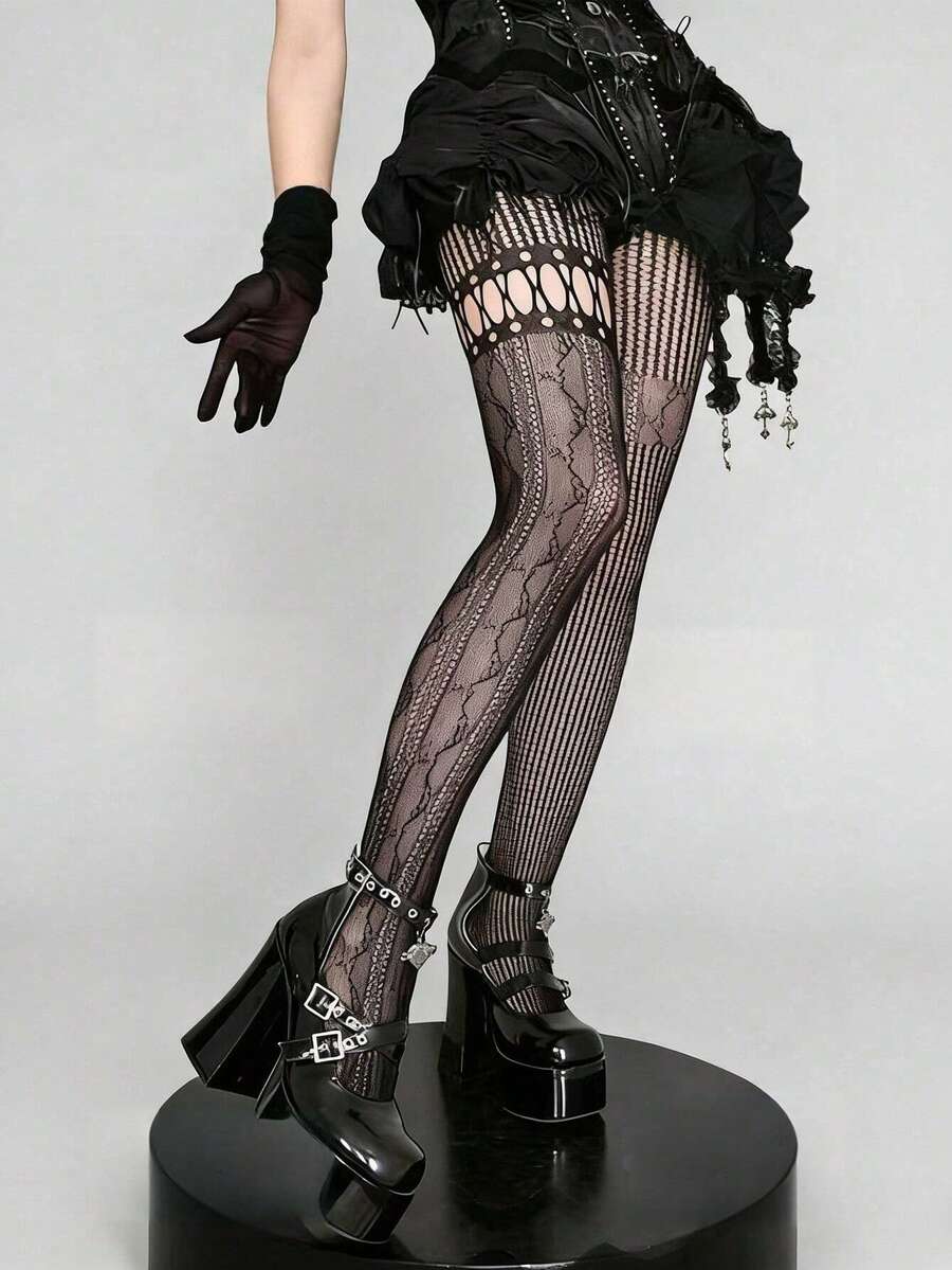 1pc Asymmetric Hollow Fishnet  - огляд і ціна Fishnet Stocking Women