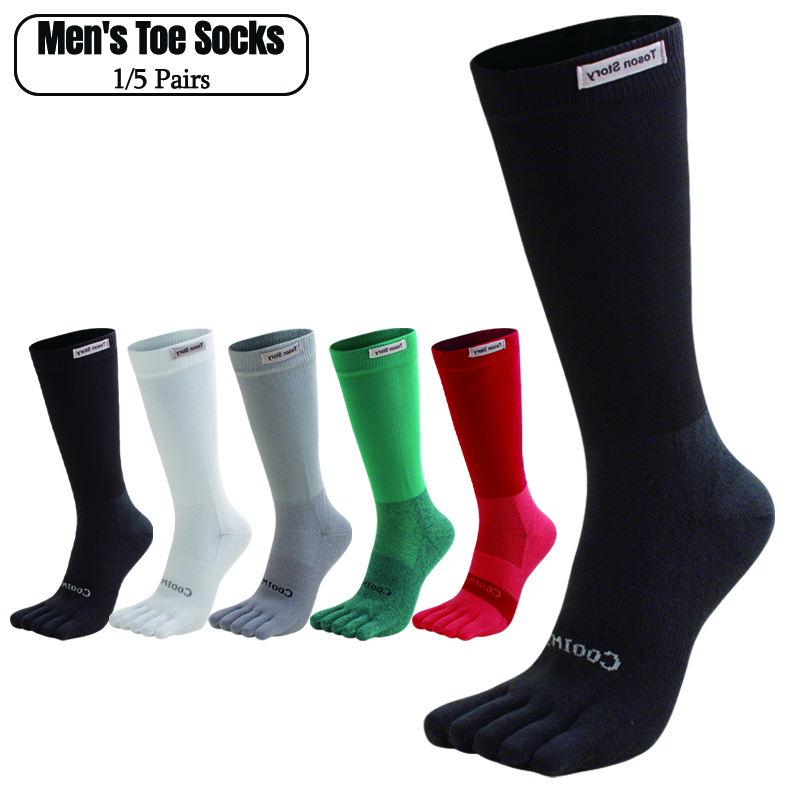 1/5 Pairs Men's High Crew Five - огляд і ціна Toe Sock Split