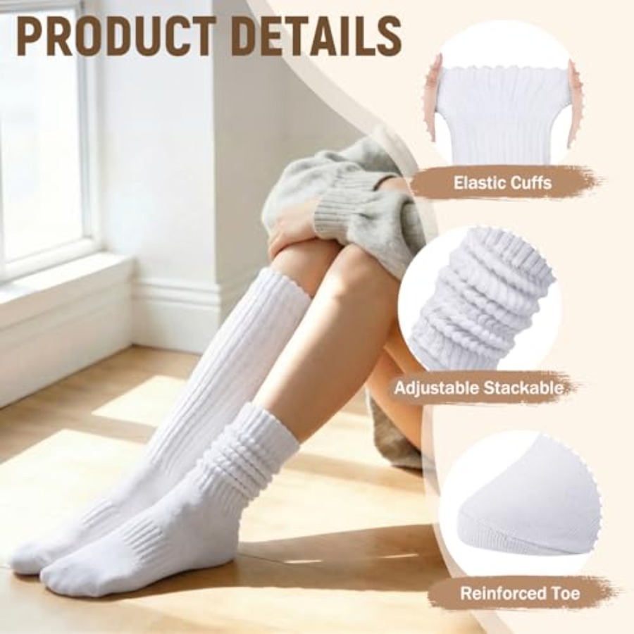 Chalier 5 Pairs Slouchy Socks  - огляд і ціна Boot Sock Slouchy