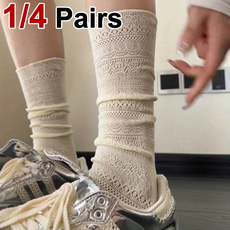 1/4 Pairs Women Lace Trimmed K - огляд і ціна Knee High Sock Women