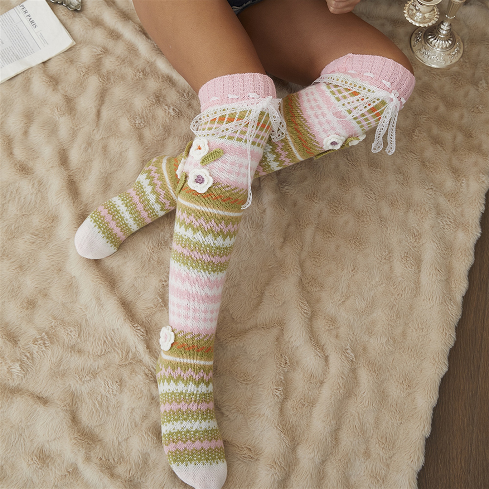 Elegant Crochet Lace Thigh Hig - огляд і ціна Silk Sock Bamboo