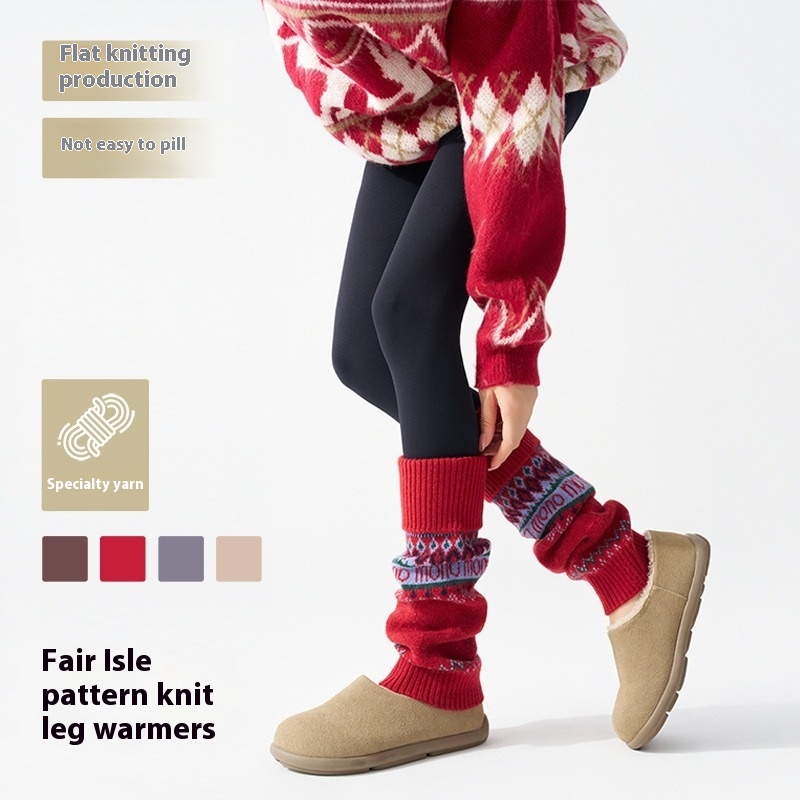 ​Fair Isle Knitted Leg Warmers - огляд і ціна Boot Sock Slouchy