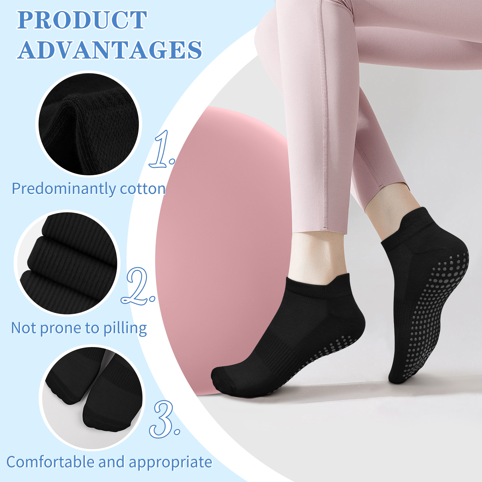 3 Pairs Yoga Socks Women Cotto - огляд і ціна Grip Sock Yoga